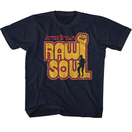 James Brown-James Brown Raw Soul-Navy Youth S/S T-Shirt (7-8) - Navy