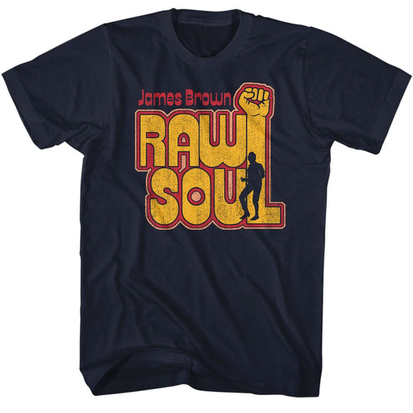 James Brown-James Brown Raw Soul-Navy Adult S/S T-Shirt - Navy