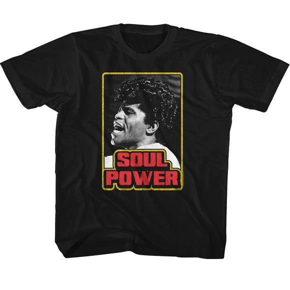 James Brown-James Brown Soul Power-Black Youth S/S T-Shirt (7-8) - Black