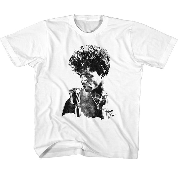 James Brown-James Brown Jb Microphone-White Youth S/S T-Shirt-Xs (5-6) - White