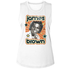 James Brown-James Brown Stars-White Ladies Muscle Tank S - White