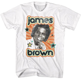 James Brown-James Brown Stars-White Adult S/S T-Shirt - White
