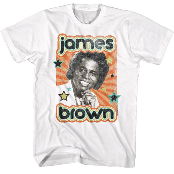 James Brown-James Brown Stars-White Adult S/S T-Shirt - White