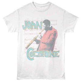 John Coltrane-John Coltrane Pastel Playing-White Adult S/S T-Shirt - White