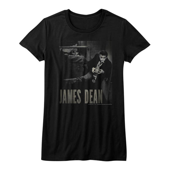 James Dean-Camera-Black Ladies S/S T-Shirt - Black