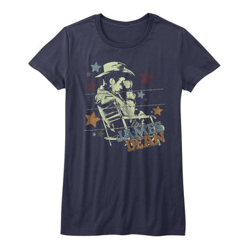 James Dean-Cowboy-Navy Ladies S/S T-Shirt - Navy