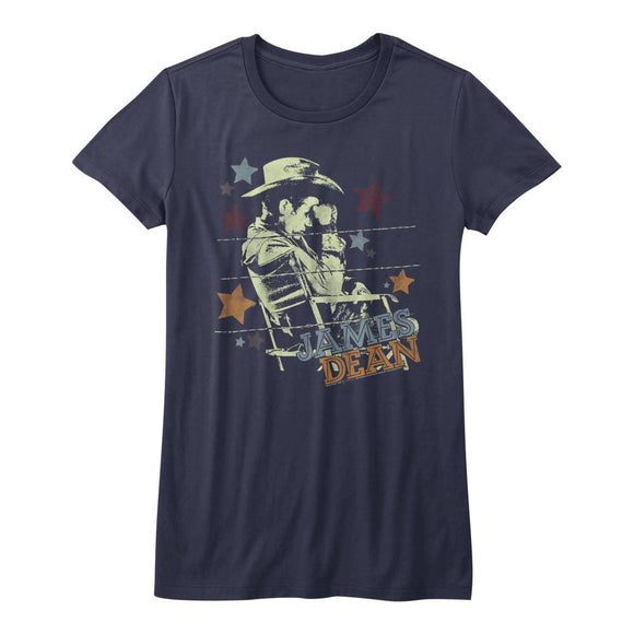 James Dean-Cowboy-Navy Ladies S/S T-Shirt - Navy