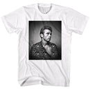 James Dean-Flower Print-White Adult S/S T-Shirt - White