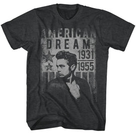 James Dean-Dream-Black Heather Adult S/S T-Shirt - Black Heather