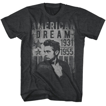 James Dean-Dream-Black Heather Adult S/S T-Shirt - Black Heather