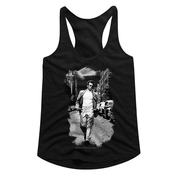 James Dean-Street Walk Bw-Black Ladies Slimfit Racerback-S - Black