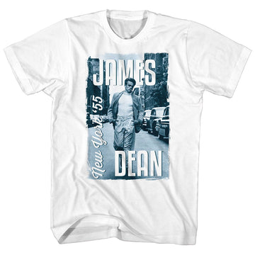 James Dean-James Dean 55-White Adult S/S T-Shirt - White
