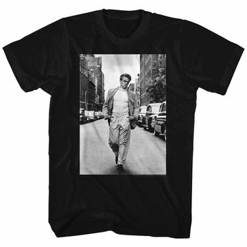 James Dean-Street-Black Adult S/S T-Shirt - Black