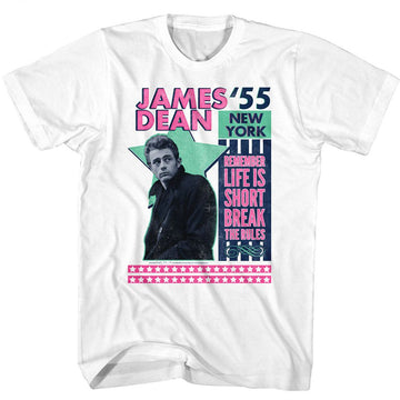 James Dean-James Dean Stars-White Adult S/S T-Shirt - White