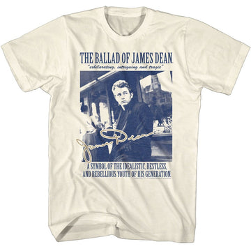 James Dean-James Dean The Ballad Of-Natural Adult S/S T-Shirt - Natural