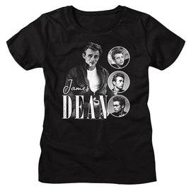 James Dean-James Dean Three Circles-Black Ladies S/S T-Shirt - Black