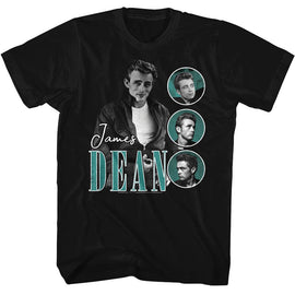 James Dean-James Dean Three Circles Teal-Black Adult S/S T-Shirt - Black
