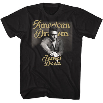James Dean-James Dean Gold Text-Black Adult S/S T-Shirt - Black