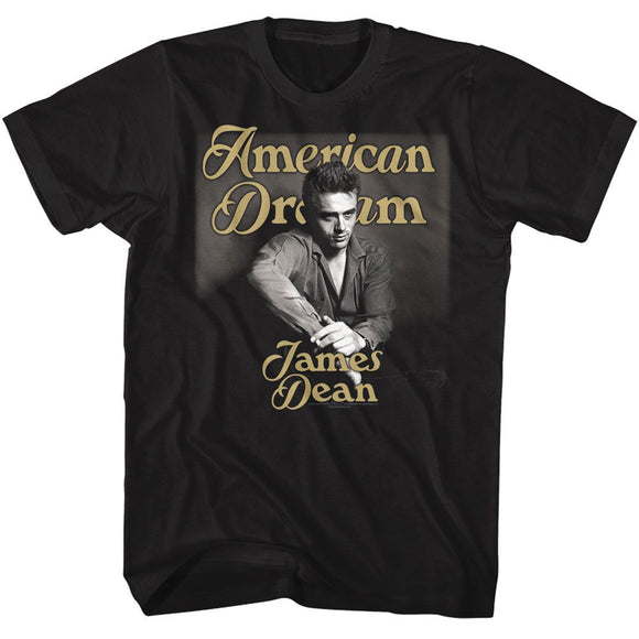 James Dean-James Dean Gold Text-Black Adult S/S T-Shirt - Black
