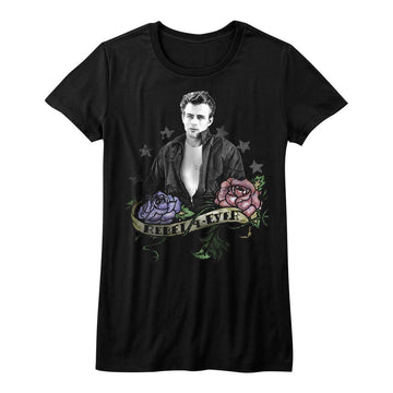James Dean-James Rebel-Black Ladies S/S T-Shirt - Black