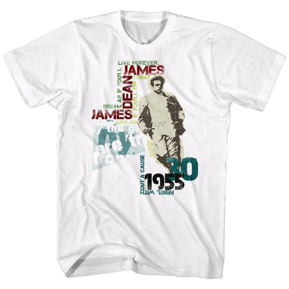 James Dean-Dean Typography-White Adult S/S T-Shirt - White