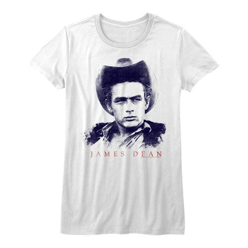 James Dean-Cowboy James-White Ladies S/S T-Shirt - White