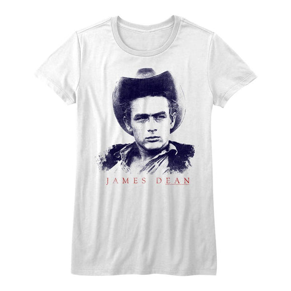 James Dean-Cowboy James-White Ladies S/S T-Shirt - White