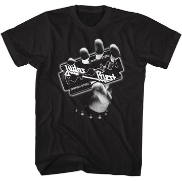 Judas Priest-Judas Priest Monochrome Razor-Black Adult S/S T-Shirt - Black