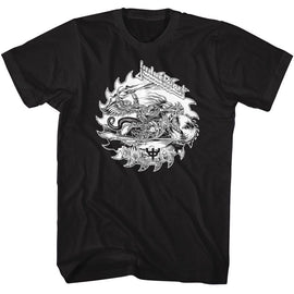 Judas Priest-Judas Priest Bw Motorcycle-Black Adult S/S T-Shirt - Black