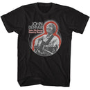 John Denver-John Denver Playing Guitar Circle-Black Adult S/S T-Shirt - Black