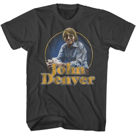 John Denver-John Denver Sitting Photo-Smoke Adult S/S T-Shirt - Smoke