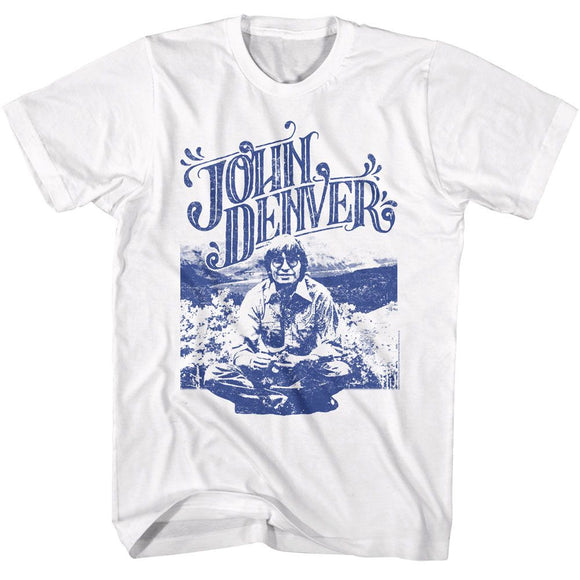 John Denver-John Denver In Field Photo-White Adult S/S T-Shirt - White