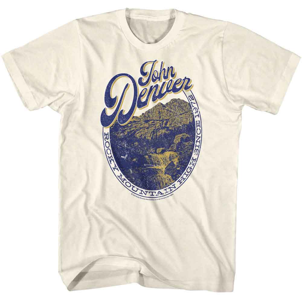 John Denver-John Denver Rocky Mtn Medallion-Natural Adult S/S T-Shirt - Natural