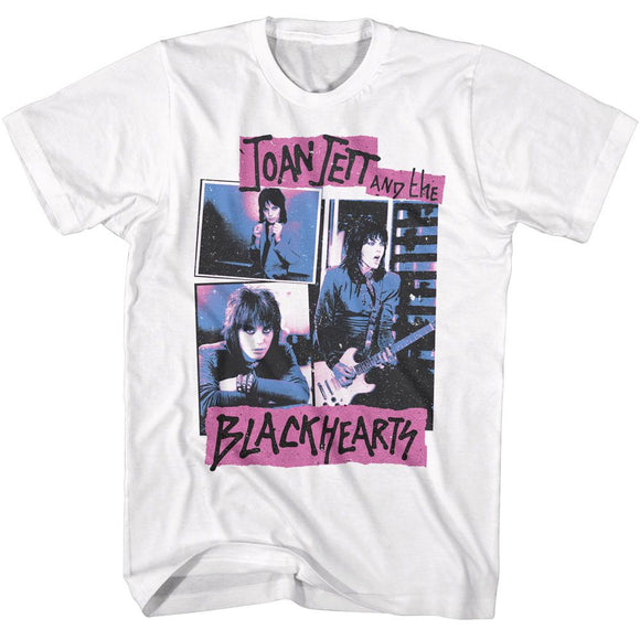 Joan Jett-Joan Jett Collage Y-White Adult S/S T-Shirt - White