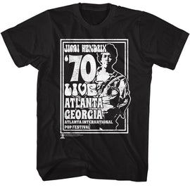Jimi Hendrix-Atlanta 70-Black Adult S/S T-Shirt - Black