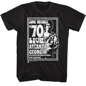 Jimi Hendrix-Atlanta 70-Black Adult S/S T-Shirt - Black
