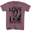 Jimi Hendrix-Bold As Love-Vintage Maroon Heather Adult S/S T-Shirt - Vintage Maroon Heather