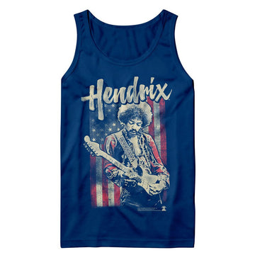Jimi Hendrix-Jimi Hendrix Flag-Royal Adult Tank-S - Royal