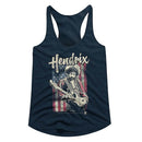 Jimi Hendrix-Flag Hendrix-Midnight Navy Ladies Racerback-S - Midnight Navy
