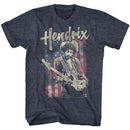 Jimi Hendrix-Flag Hendrix-Navy Heather Adult S/S T-Shirt - Navy Heather