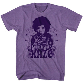 Jimi Hendrix-Purple Haze-Purple Heather Adult S/S T-Shirt - Purple Heather