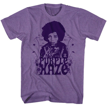 Jimi Hendrix-Purple Haze-Purple Heather Adult S/S T-Shirt - Purple Heather