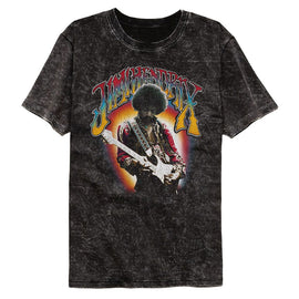 Jimi Hendrix-Jimi Hendrix-Mineral Wash Black Adult S/S T-Shirt - Black