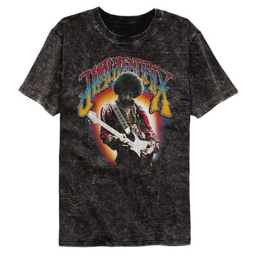 Jimi Hendrix-Jimi Hendrix-Mineral Wash Black Adult S/S T-Shirt - Black