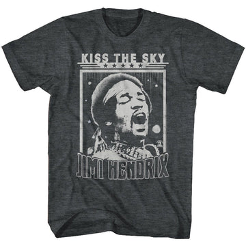 Jimi Hendrix-Kiss The Sky-Black Heather Adult S/S T-Shirt - Black Heather