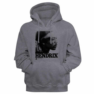 Jimi Hendrix Vintage Face Gunmetal Heather Adult Hooded Sweatshirt