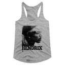 Jimi Hendrix-Vintage Face-Gray Heather Ladies Racerback-Xs - Gray Heather