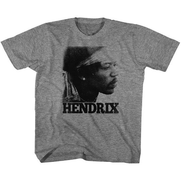 Jimi Hendrix-Vintage Face-Graphite Heather Youth S/S T-Shirt (7-8) - Graphite Heather