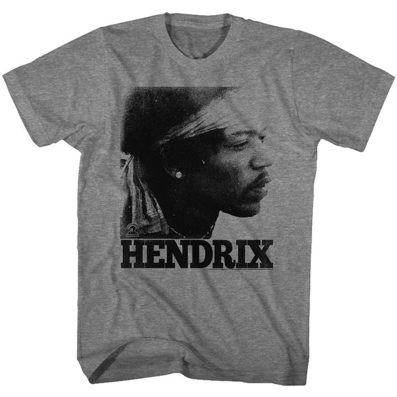 Jimi Hendrix-Vintage Face-Graphite Heather Adult S/S T-Shirt - Graphite Heather