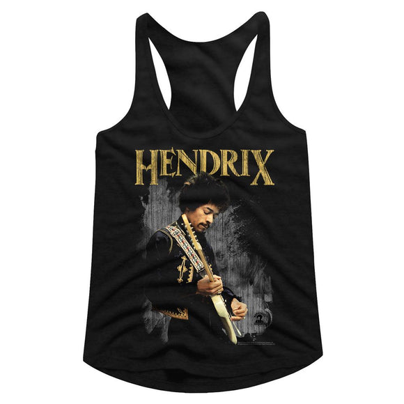 Jimi Hendrix-Hendirx-Black Ladies Slimfit Racerback-S - Black